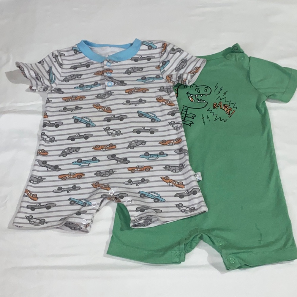 Garanimals Green and Striped Car Print Bodysuit Set